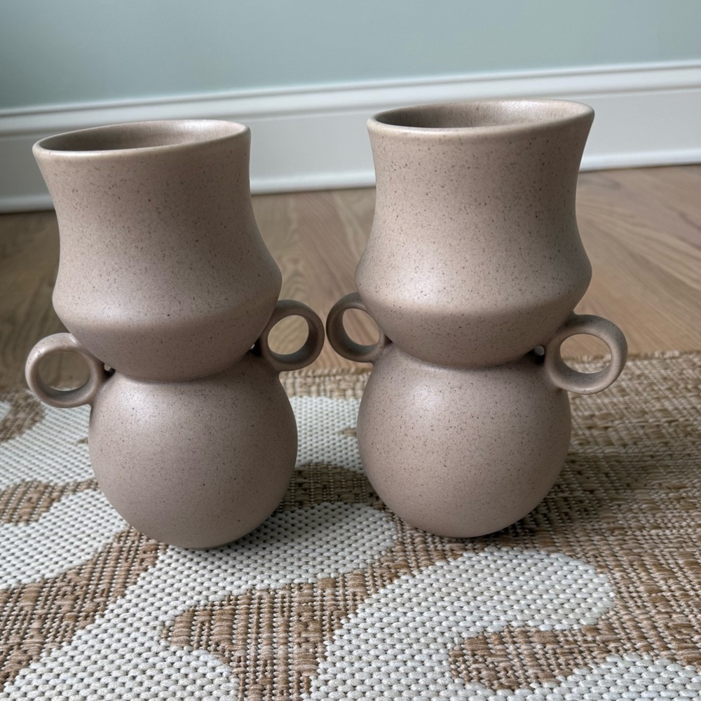 Anthropologie Tan Double Accent Vases
